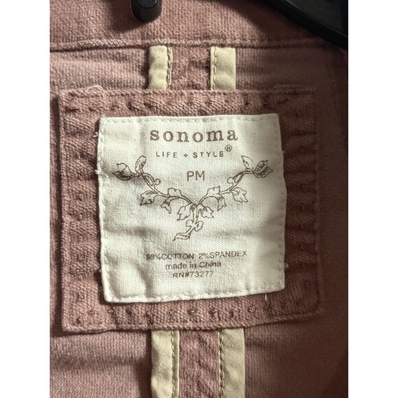Sonoma Button Up Collared Jacket Pink Suede Petite Medium Romantic Renaissance - Picture 5 of 7